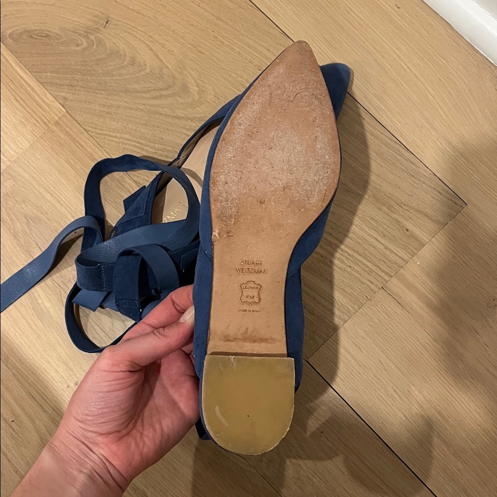 Stuart Weitzman Dark Blue Ribbon Flats - Picture 2 of 4
